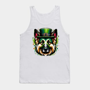 Vibrant German Shepherd Dog Celebrates Saint Patrick's Day Tank Top